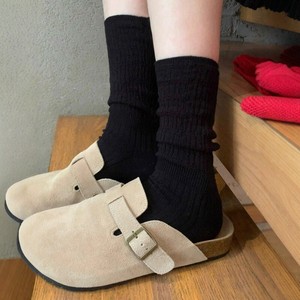   Chaussettes pour femmes, chaussettes en coton tricoté épais pour l'automne et l'hiver, chaussettes longues mi-mollet couleur café pour bottes de neige - Product Image 6