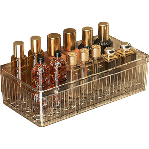 Bathroom Storage Rack Transparent Plastic Wall Mounted Suction Cup Rectangular Minimalist Design For Cosmetics Organizer - Product Image 5