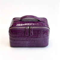 Prêt à expédier – Trousse de maquillage en cuir gaufré crocodile 2026 pour femme, grand format brillant avec fermeture éclair, sac de toilette 20 cm