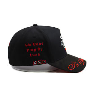 Casquette de baseball <span class=keywords><strong>snapback</strong></span> hip-hop en coton noir à 5 panneaux avec logo brodé 3D original personnalisé et visière en daim - Product Image 3