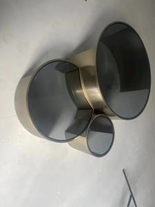 Muebles Foshan, juego de mesa de café de piedra sinterizada Couchtisch dorado de lujo moderno, mesa de centro ovalada de mármol para sala de estar - Product Image 4