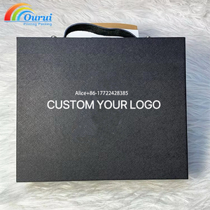 Factory Custom Luxury Wooden Gift Box with Handle, Black PU Leather Surface, Custom Logo Storage Suitcase for Jewelry/<b>Watch</b>/Gift - Product Image 5