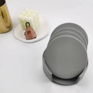 Sanchuan China Supply House Warming Gift Kurk Basis Lederen Ronde Cup Onderzetters Drankjes <span class=keywords><strong>Coaster</strong></span> <span class=keywords><strong>Set</strong></span> Van 6 Met Metalen Houder - Product Image 3