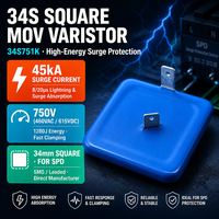 Parafoudre de surface SMD MOV à haute énergie, varistance 34mm 460VAC 615VAC 750V 45KA VDR ZNR avec fils combinés