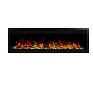 Cheminée électrique intelligente de <span class=keywords><strong>60</strong></span> pouces avec contrôle Wi-Fi, flamme LED, 10 000-19 999 BTU/h, chauffage pour 400 pieds carrés, noire, murale, pour hôtel, version anglaise - Product Image 3