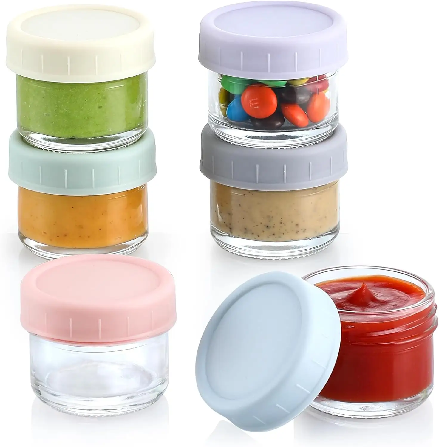 Dipsausbekers Set Voor Lunchbox Glazen Kleine Kruidencontainer Met Deksels Lekvrije Saladedressing Container