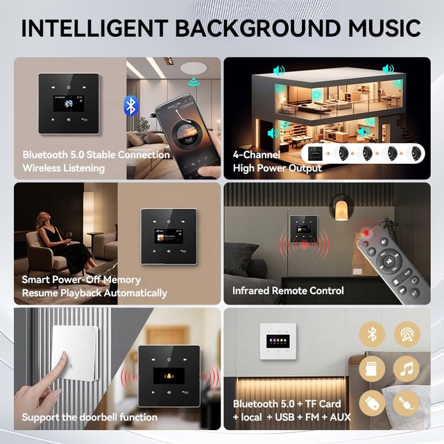 Multi-Source Background Music Player with Infrared Remote Control AC110-250V for Hotel Residence Club