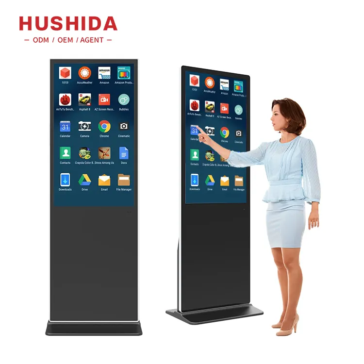 Hushida Floor Stand Interactieve Lcd Display Multi Touch Informatie Kiosk Reclame Tv Speler Wifi Lcd Digital Signage
