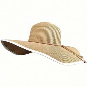 Sombrero de Sol de Ala Ancha Plegable de Papel Trenzado para Mujer, Ideal para Viajes y Playa, Verano - Product Image 1