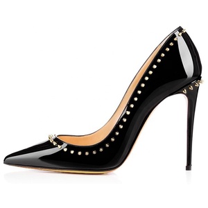 Donne alla moda <span class=keywords><strong>tacco</strong></span> alto 12cm punte a spillo <span class=keywords><strong>borchie</strong></span> da donna nere Sexy <span class=keywords><strong>scarpe</strong></span> col <span class=keywords><strong>tacco</strong></span> alto - Product Image 1