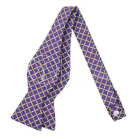 Lila Punkte Kombination Plaid Pattern Print Self Tie Fliege Verstellbare Knopfloch bänder Herren Silk Bowties