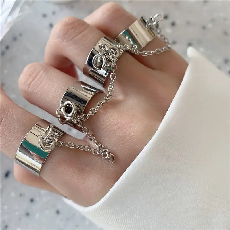 Hotselling Bungee Trend Chain Japan And South Korea Personality Open Ring Men And Women With The Same Style Rings Jewelry