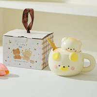 Tasses en céramique 3D créatives en forme d'ours, design esthétique, pour café, lait, petit-déjeuner, usage domestique, cadeau d'anniversaire pour filles