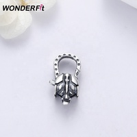 Fermoir de pendentif griffe de homard d'avion de puissance aérienne en argent sterling oxydé, serrure de forme de combattant 925 pour bracelets