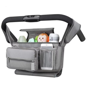 Organizador multifuncional con diseño de logotipo personalizado para cochecito de bebé, bolsa colgante con portabotellas, almacenamiento, cambio de pañales - Product Image 1