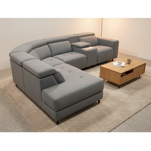 Sofá Modular Seccional Reclinable Eléctrico Gris Personalizado, Juego de <span class=keywords><strong>Sofás</strong></span> de <span class=keywords><strong>4</strong></span> y 5 <span class=keywords><strong>Plazas</strong></span> con Portavasos, Almacenamiento y Reposacabezas Ajustable - Product Image 4
