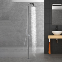 Pomme de douche verticale en acier inoxydable, colonne de douche sur pied pour jardin extérieur, Sauna piscine plage, ensemble de robinets de douche, noir