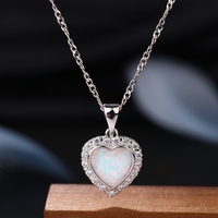 Collier Saint Valentin Mode Nouveau Laiton 18K Or Rose Chaîne De Luxe Opale Coeur Pendentif Collier Pour Les Femmes