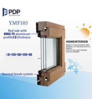 Ventana de Madera Revestida de Aluminio PDP con Diseño de Persiana Magnética y Sistema de Malla Integrado para Uso en Villas y Hoteles