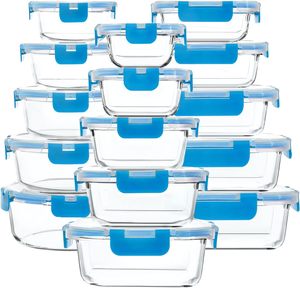 Lot de 8 récipients en verre pour la préparation des repas avec couvercles, boîtes à lunch Snapware pour le stockage des aliments, récipients de cuisine hermétiques pour les restes - Product Image 1