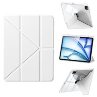Étui multi-pliable en forme de Y avec fonction veille/réveil automatique pour iPad Air 11/13 10e/11e génération, en cuir PU avec dos transparent en acrylique et support pour stylet