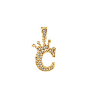 Ciondolo a Forma di Corona con Lettere, 26 Lettere, Pendente alla Moda in Rame con Zirconia Cubica Placcato Oro per Creazione di Gioielli Fai-da-Te - Product Image 4