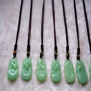 Collana con ciondolo <span class=keywords><strong>zodiacale</strong></span> in finta giada, cordino nero, giada verde, portafortuna, simpatico animale cinese dei 12 <span class=keywords><strong>segni</strong></span> zodiacali - Product Image 2
