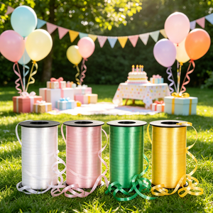 Ruban enroulé en PP de 500 yards pour la décoration de ballons, ruban métallique brillant pour emballer les cadeaux de fête - Product Image 1