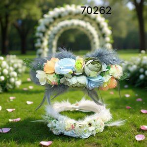 Cintura decorativa a forma di ghirlanda di fiori con piume e rose, accessorio per matrimonio, in poliestere, taglia adulta - Product Image 3