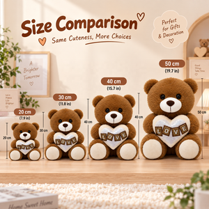 Vente en gros directe d'usine, ours en peluche brun et blanc pour la Saint-Valentin, paire tenant un cœur LOVE, jouet en peluche doux, OEM ODM pour cadeau - Product Image 4