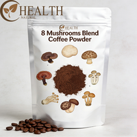 Yhealth Instant Coffee 8 Mushrooms Blend Coffee Powder Chaga Reishi Lions Mane Maitake Mushrooms Customized Packaging OEM