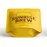 Sachet plastique personnalisé jaune mat imprimé pour emballage alimentaire, pochette refermable à fermeture éclair pour café en grains, thé et préparations instantanées