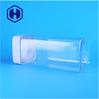 Pot en plastique PET transparent carré personnalisé de qualité alimentaire OEM pour aliments secs pour animaux, sucre, épices, aliments en conserve et collations - Étanche et sans BPA