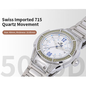 <span class=keywords><strong>Montre</strong></span> à quartz pour <span class=keywords><strong>homme</strong></span> de luxe en acier inoxydable 316 <span class=keywords><strong>ultra</strong></span>-fine noire décontractée et élégante avec cadran arabe personnalisé, pointeur Ronda, jour/date - Product Image 4