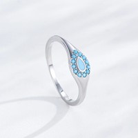 Bague en argent sterling S925 avec turquoise en forme de goutte, bijou bleu pour femme, idéal pour les fêtes, vente en gros directe usine
