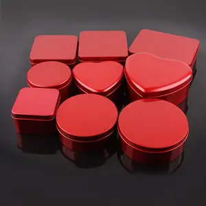 Оптовая продажа, Роскошная красная круглая прямоугольная металлическая жестяная коробка в форме сердца для свадьбы, конфет, печенья, шоколада, подарочная упаковка