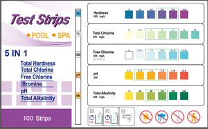 <span class=keywords><strong>Bandelettes</strong></span> de test d'eau 5 en 1 Kit de test de piscine teste le <span class=keywords><strong>chlore</strong></span> sans acide cyanurique <span class=keywords><strong>pH</strong></span> pour le manuel du spa du bain à remous de la piscine - Product Image 4
