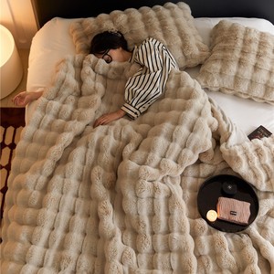 Jeté de Lit en <span class=keywords><strong>Fausse</strong></span> <span class=keywords><strong>Fourrure</strong></span> de Lapin Luxueux, Chaud et Doux de Haute Qualité, de Différentes Tailles pour l'Hiver - Product Image 4