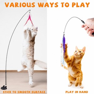 Accessoires de recharge pour jouet à chat à ventouse en forme de plume de dessin animé écologique avec cordelette pour le jeu des animaux de compagnie - Product Image 4
