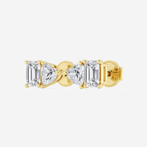 Elegant 2 Ctw <b>Emerald</b> And Heart Lab Grown Diamond Two Stone <b>Stud</b> <b>Earrings</b> With Brilliant Sparkle Ethical Luxury Jewelry Women - Product Image 5
