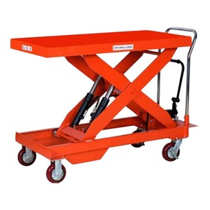 Suzhou Lifute Hydraulic Handcart 1.5 Ton Foot Operated Industrial Logistics Lifting <b>Platform</b> Red Steel Four Wheel - Product Image 5
