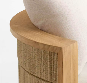 Silla de Jardín de Madera de Teca Moderna y Lujosa con Cojines Gruesos de Tela para Uso Junto a la Piscina y en el Patio - Product Image 2