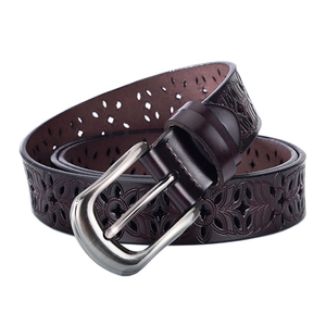 Venta caliente casual damas de correa de cuero genuino de las mujeres retro pin hebilla de cuero hueco cinturón - Product Image 2