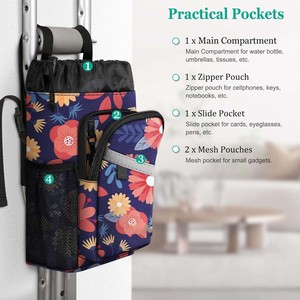 Free sample <b>Water</b>-Resistant Storage Organizer Crutch Accessories Bag with Drink Holder and Zipper <b>Pouch</b> for Crutches - Product Image 4