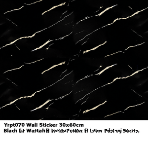 Yrpt070 Adesivo da parete 30x60 cm con motivo marmo nero per decorare il soggiorno - Product Image 2