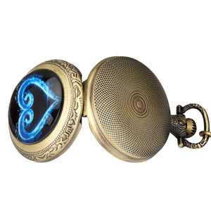 Collier pendentif vintage steampunk en forme de cœur, <span class=keywords><strong>montre</strong></span> de poche avec chaîne pour homme et <span class=keywords><strong>femme</strong></span>, cadeau - Product Image 4