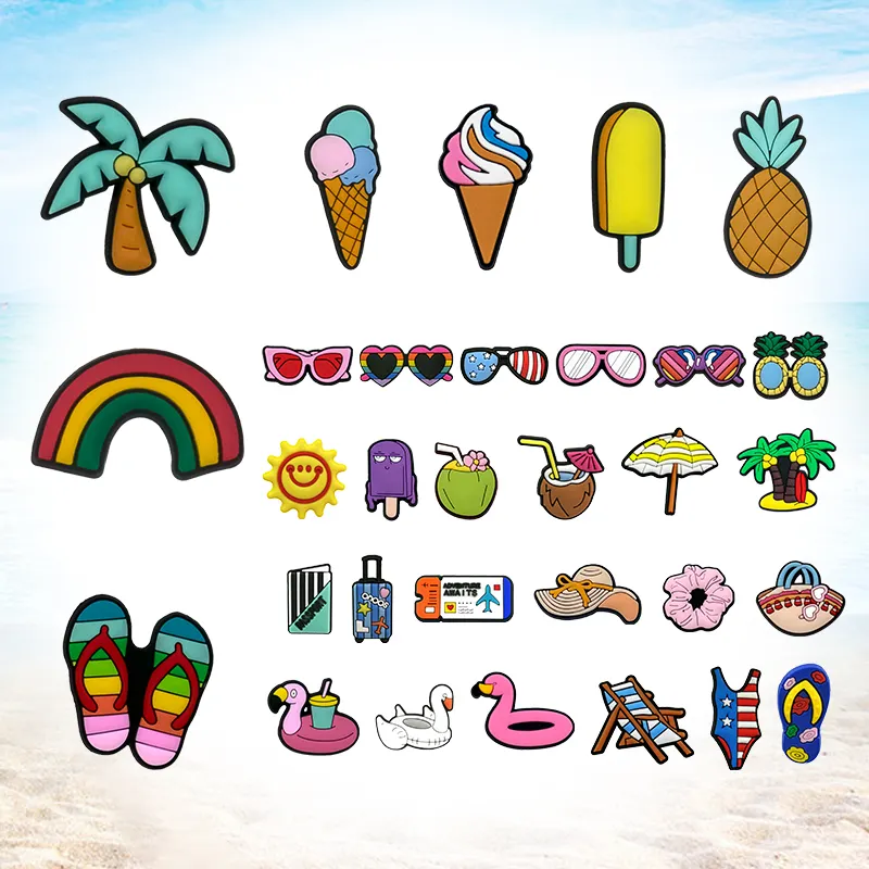 Sıcak satış DIY 8090s nostalji ayakkabı süslemeleri sörf yaz plaj ayakkabı Charms plaj açık ayakkabı aksesuarları charm