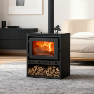 Chimenea de leña interior independiente de estilo moderno Pozo de fuego de vidrio de fácil instalación con chimenea - Product Image 6