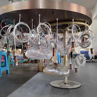 Recién llegado, decoración interior, escaleras de caracol, candelabro de cristal para Club, moda personalizable de fábrica para Hotel ovalado