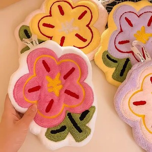 Hand <b>Towel</b> 60 Cm Embroidered Flower Design With <b>Hook</b> For Kitchen Bathroom - Product Image 3